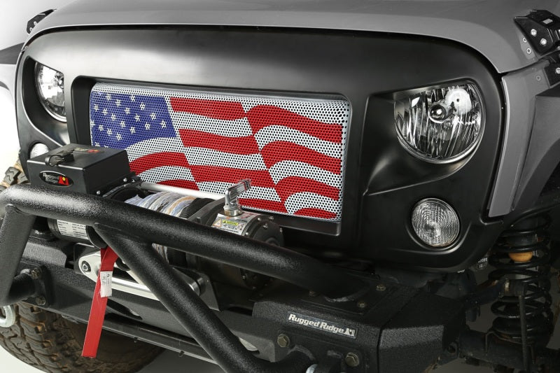 Rugged Ridge Grille Insert American Flag 07-18 Jeep Wrangler